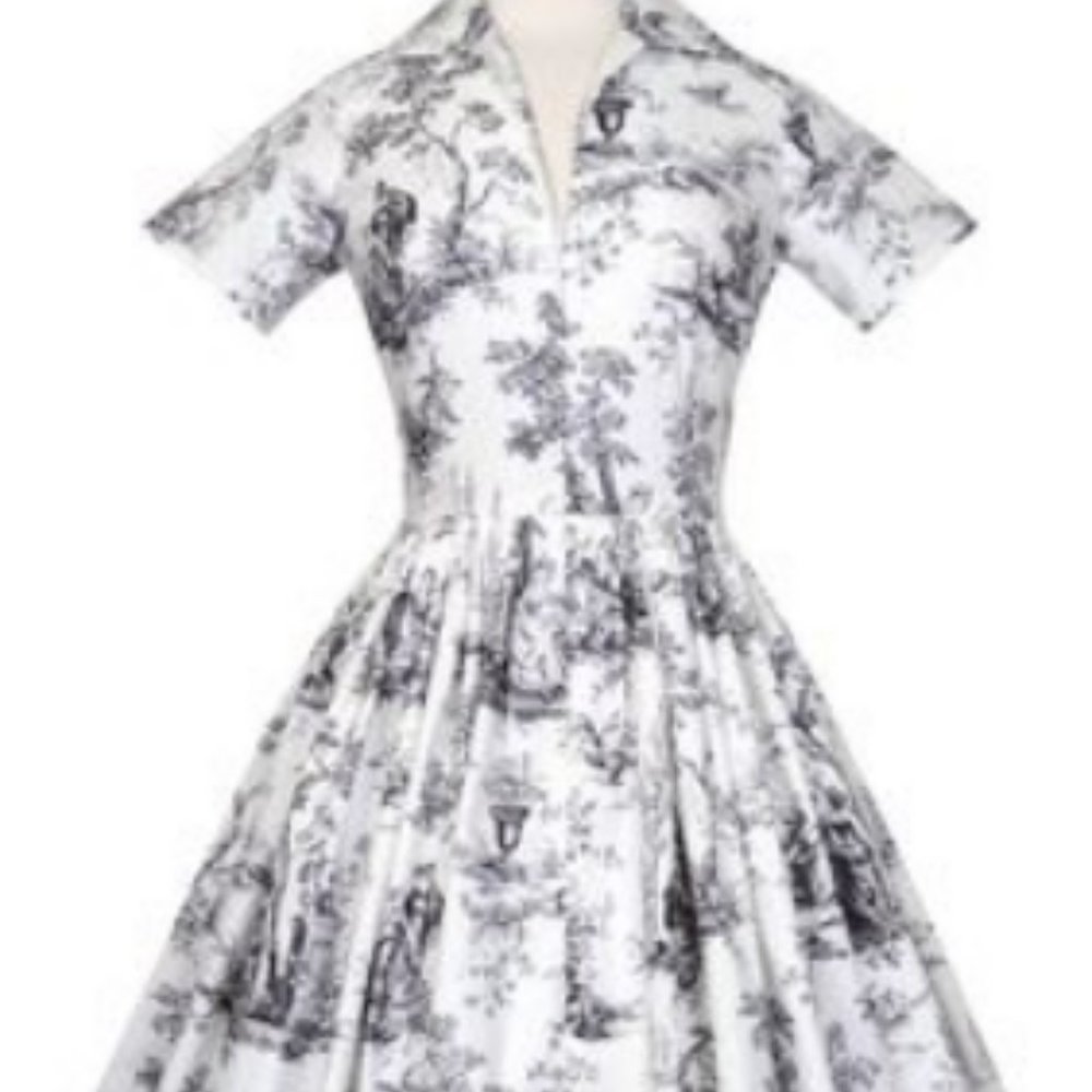 Brand New Bernie Dexter Black Toile Drive In Dress - Size 2X, Cotton w/ Pockets